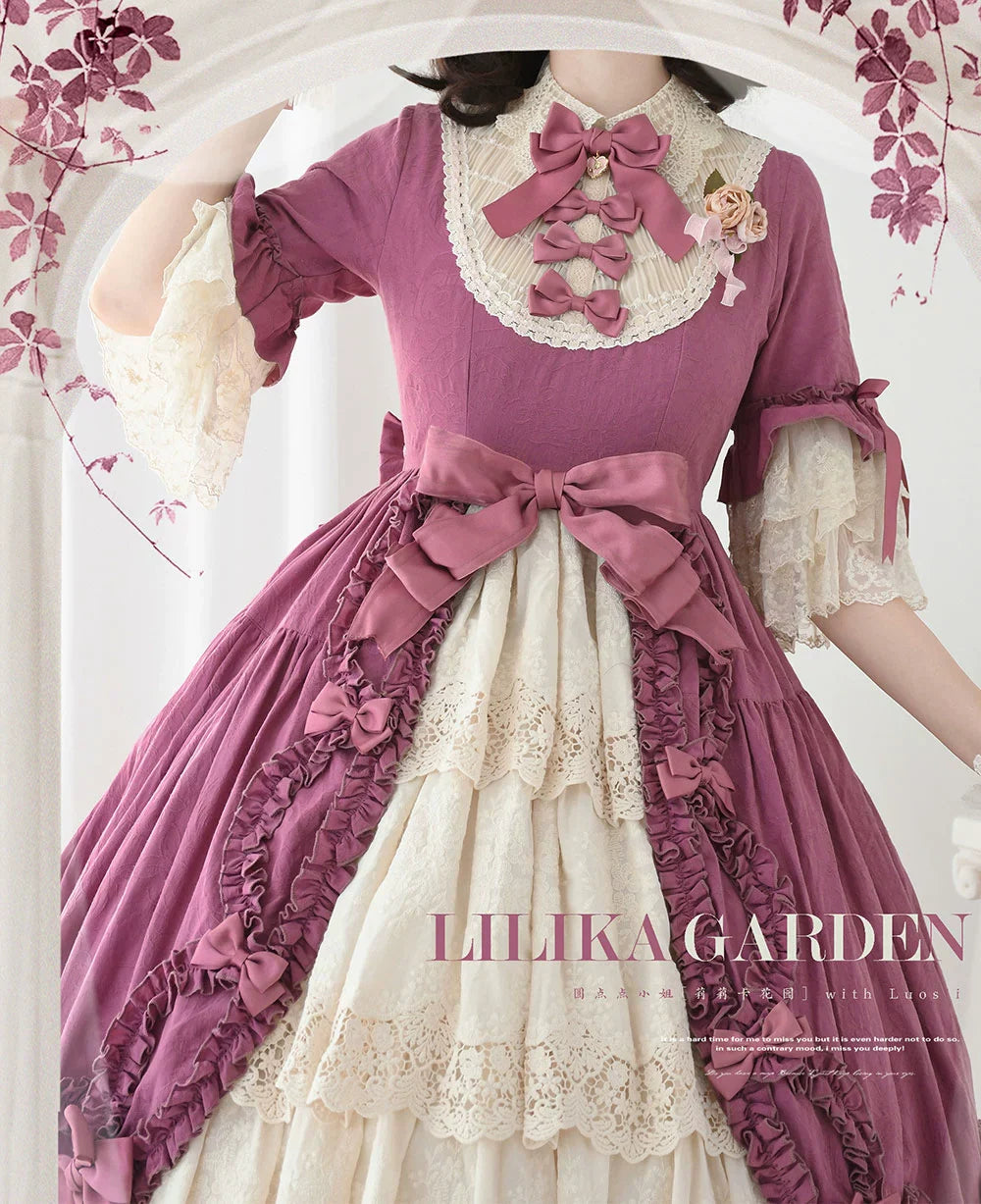 Miss Point - Lilyka Garden - Classic Lolita OP Dress Set Elegant Floral Wall Princess Sleeve