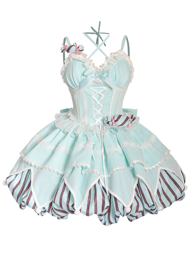 OCELOT - Sweety Gummy - Sweet Lolita JSK Dress Big Bow Flower Bud Lolita Dress
