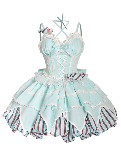 OCELOT - Sweety Gummy - Sweet Lolita JSK Dress Big Bow Flower Bud Lolita Dress
