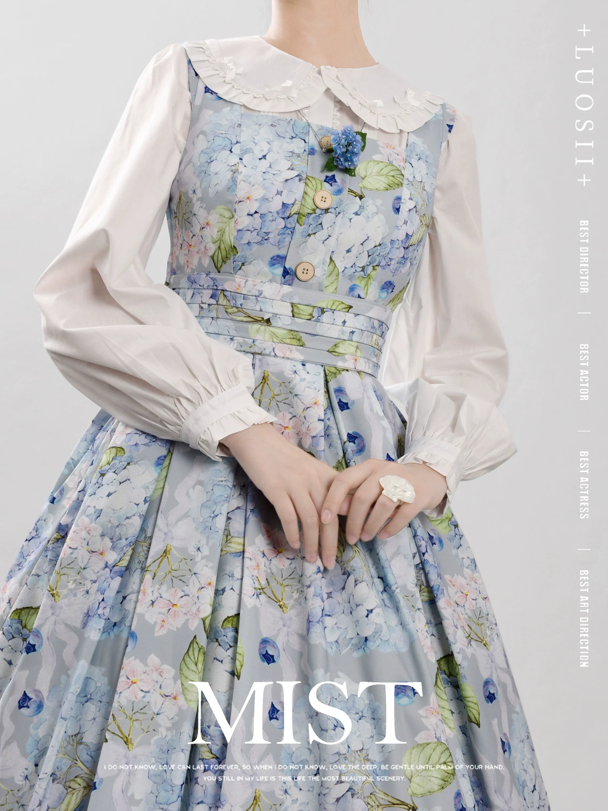 MIST - Sweet Lolita Blouse Doll Collar Lolita Shirt With Bubble Sleeve