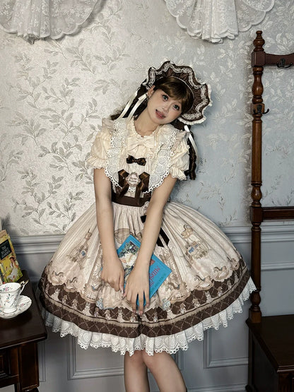 Alice Girl - Sea Salt Fairytale - Sweet Lolita JSK Doll-like Lolita Printed Dress