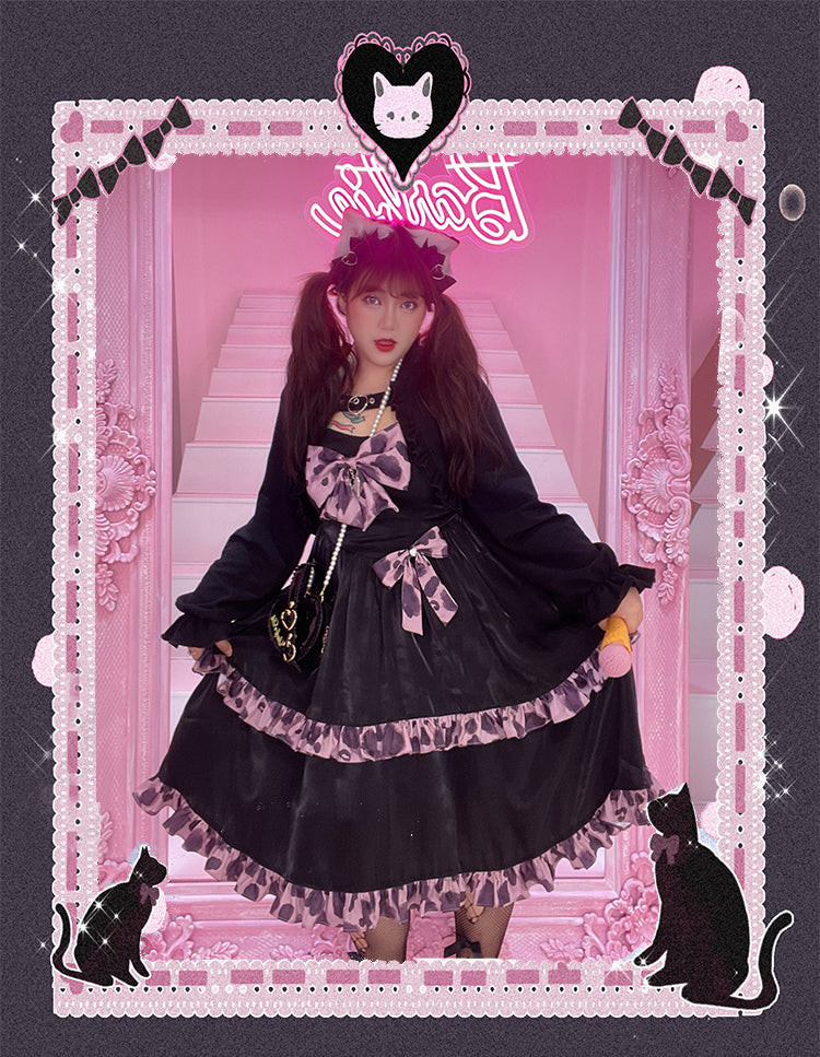 Yingtang - Plus Size Lolita Dress Leopard Hot Girl Sweet
