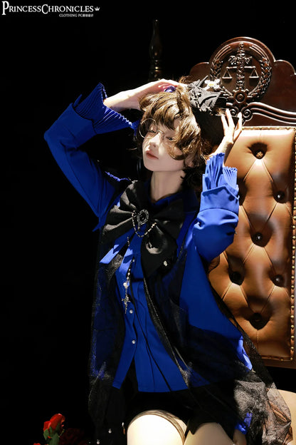 Princess Chronicles - Floating Phantom - Ouji Lolita Shorts Retro Blue Shorts