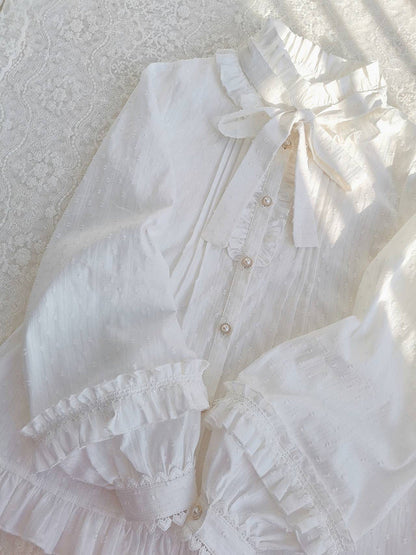 Yilia - Sweet Lolita Long Sleeve Cotton Blouse