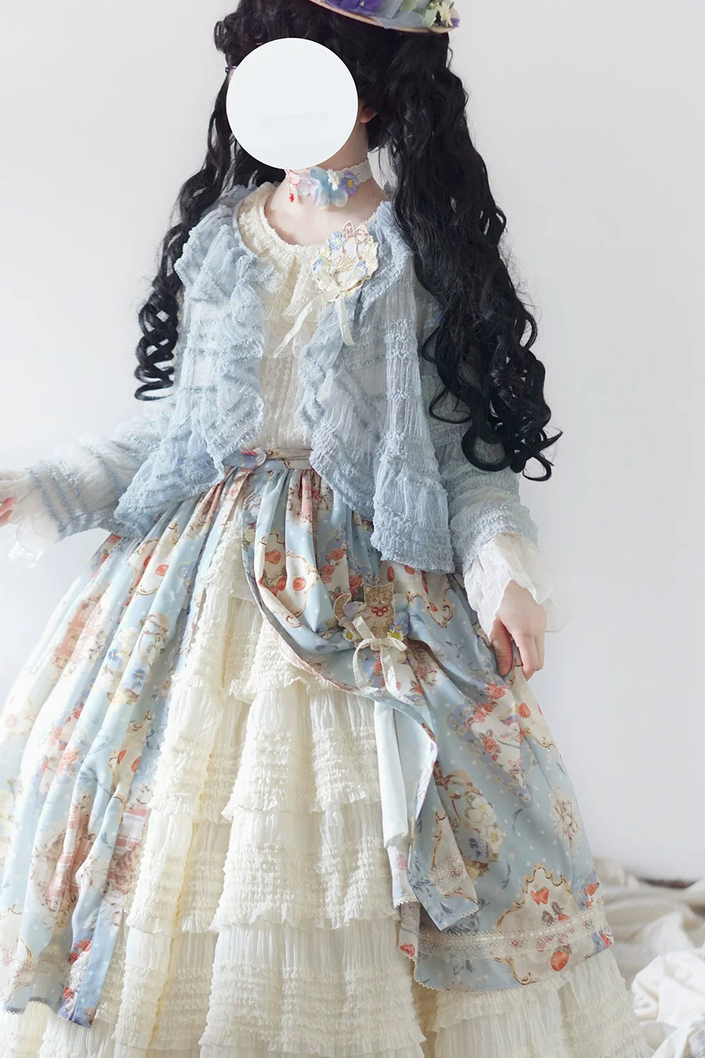 Miss Point - Cat Rose Tea - Sweet Lolita Skirt with Cute Prints Customized Size