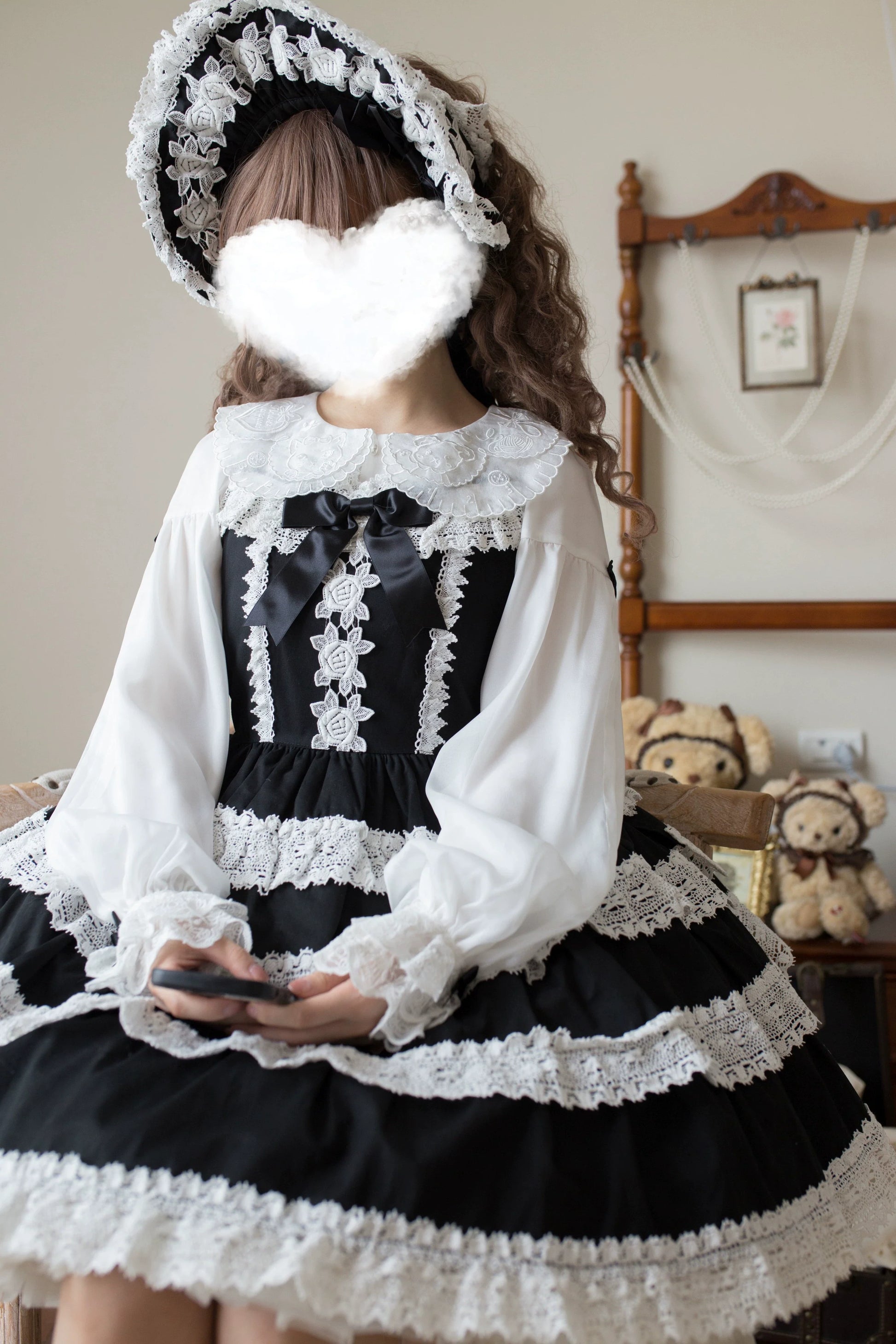 Flower Banquet - Sweet Lolita Blouse Embroidered Shirt with Long Sleeve