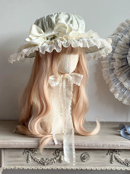 MAID - Vintage Lolita Hat Striped Lace Hat