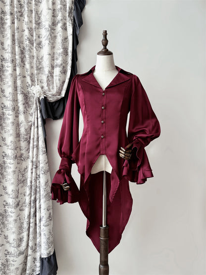 Muppet Mind Ben - Dream - Ouji Lolita Blouse Elegant V-neck Swallowtail Hem Shirt