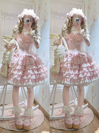 Nn Star - Half Sugar Ism - Sweet Lolita JSK Low Waist Dress With Tiered Hem
