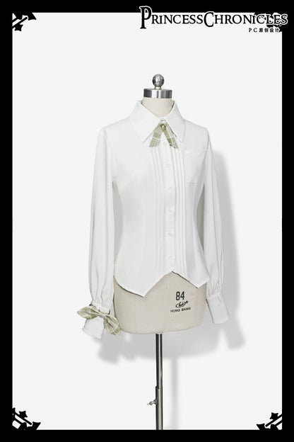 Princess Chronicles - Secret Morning Paper - Ouji Lolita Shirt, Matcha Green Capri Pants