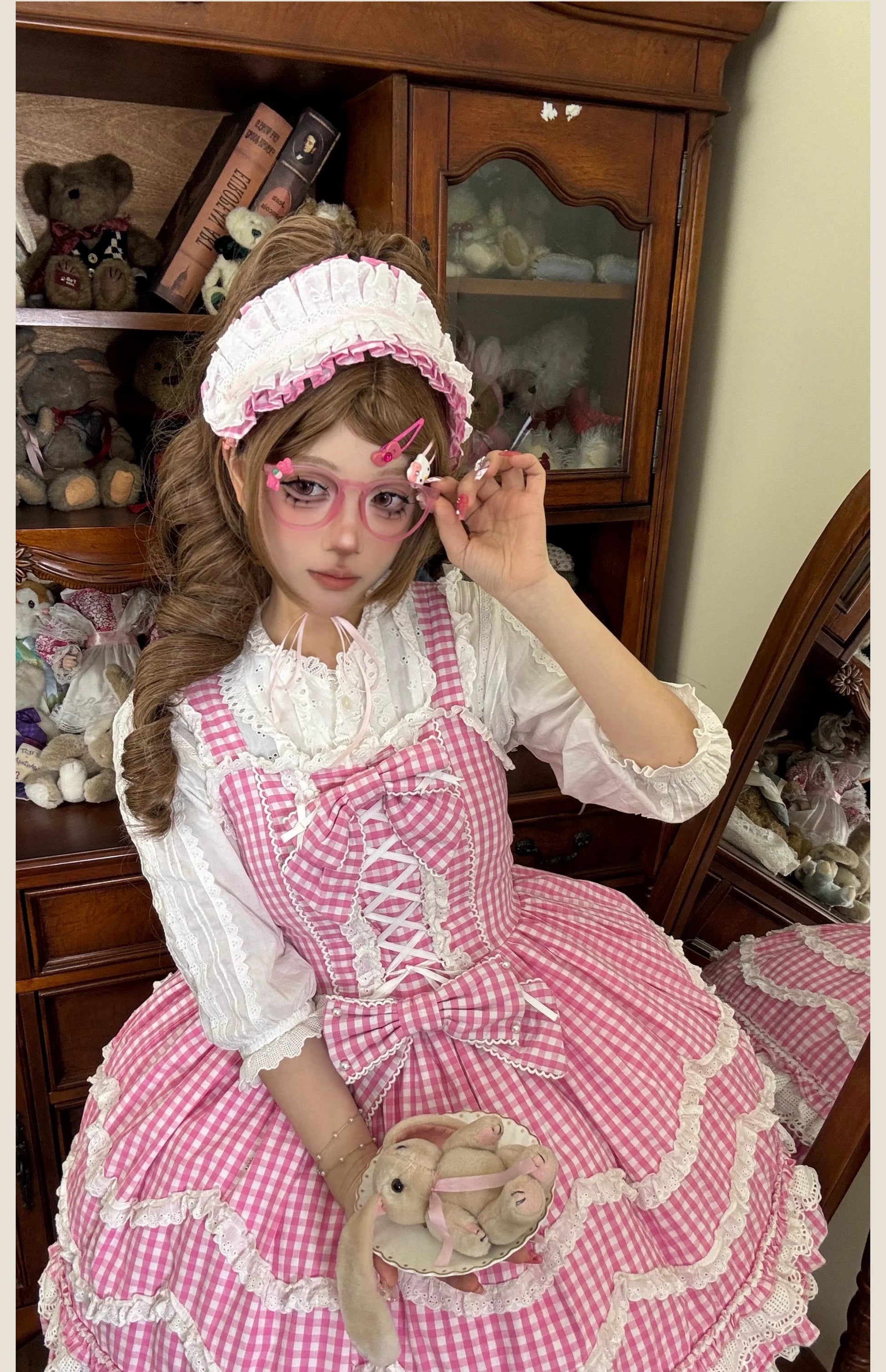 TaTaTa Lolita - Plaid Baileys - Old School Lolita Pink Plaid JSK