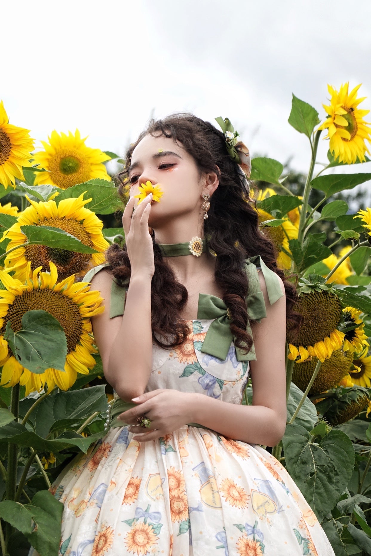 Akiyama Future Studio - Sunflower Print Lolita JSK Dress in Breathable Light Fabric