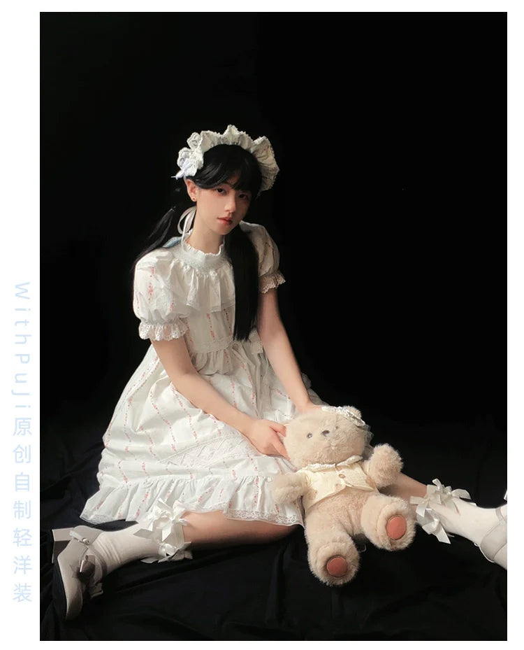 With PUJI - Annie's Dreamland - Cotton Lolita OP Dress Doll Collar Summer Dress