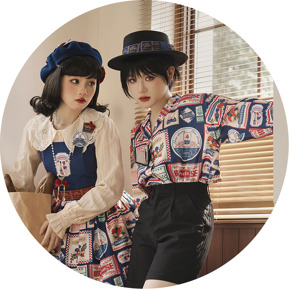 Miss Point - Strawberry Rose - Vintage American Daily Twill Print Shirt