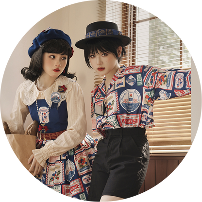 Miss Point - Strawberry Rose - Vintage American Daily Twill Print Shirt