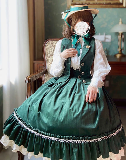 Miss Point - Rose Doll - Retro Lolita Vest Velvet Lolita Waistcoat