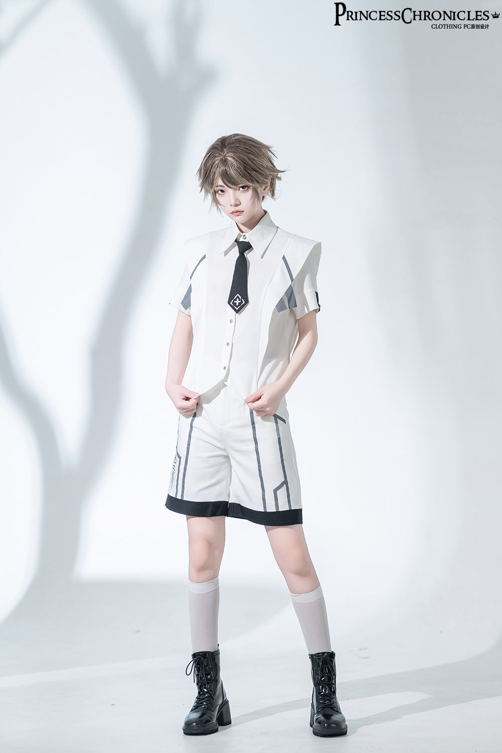 Princess Chronicles - Dry sea and Ashlar - Handsome Futuristic Style White Short Set