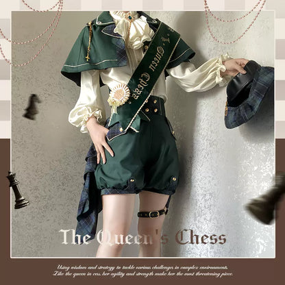 Forest Fluorescent Carps - Queen's Chess - Ouji Lolita Cape Shirt & Shorts Set