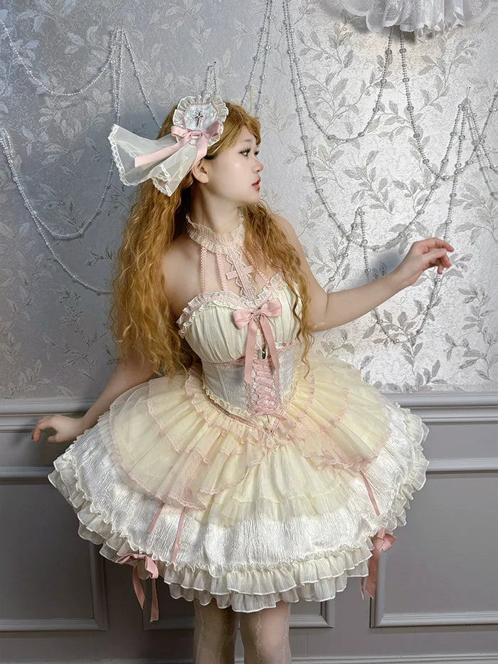 Alice Girl - Cross - Gothic Princess Lolita Corset with Multiple Layers Hem