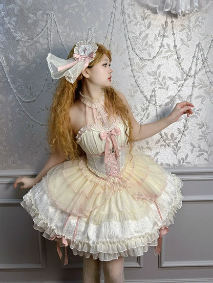 Alice Girl - Cross - Gothic Princess Lolita Corset with Multiple Layers Hem