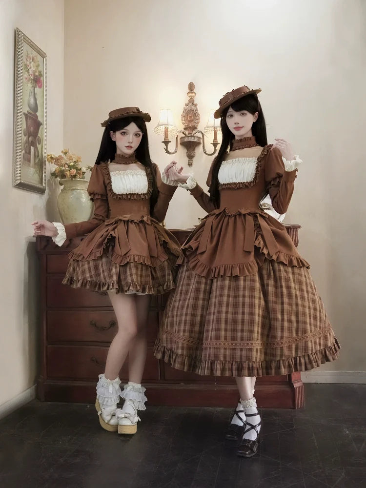 With PUJI - Oak Hymn - Classic Lolita Plaid OP Suit, Side Zipper