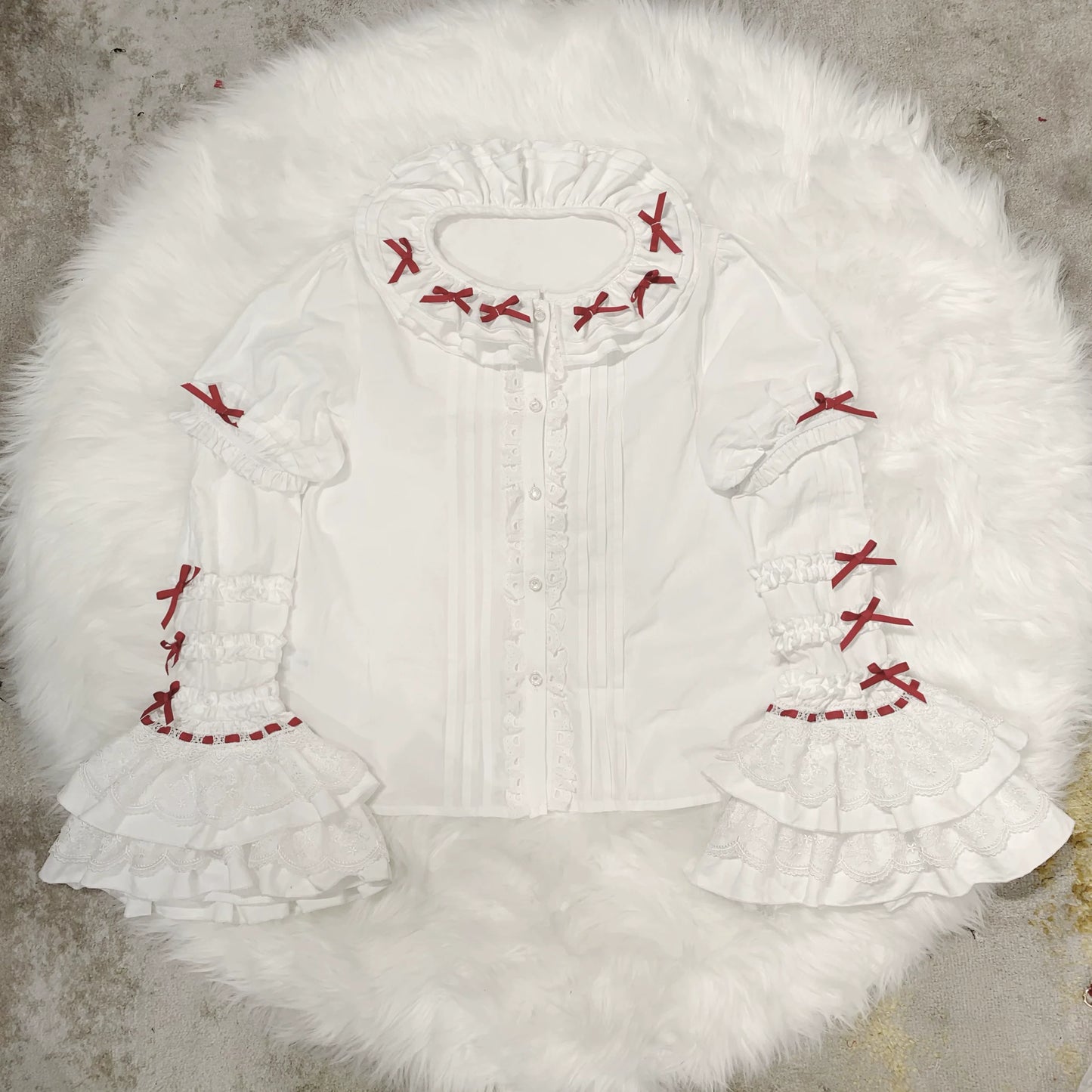 Chubby Cat Diary - Plus Size Sweet Lolita Shirt, Detachable Sleeves