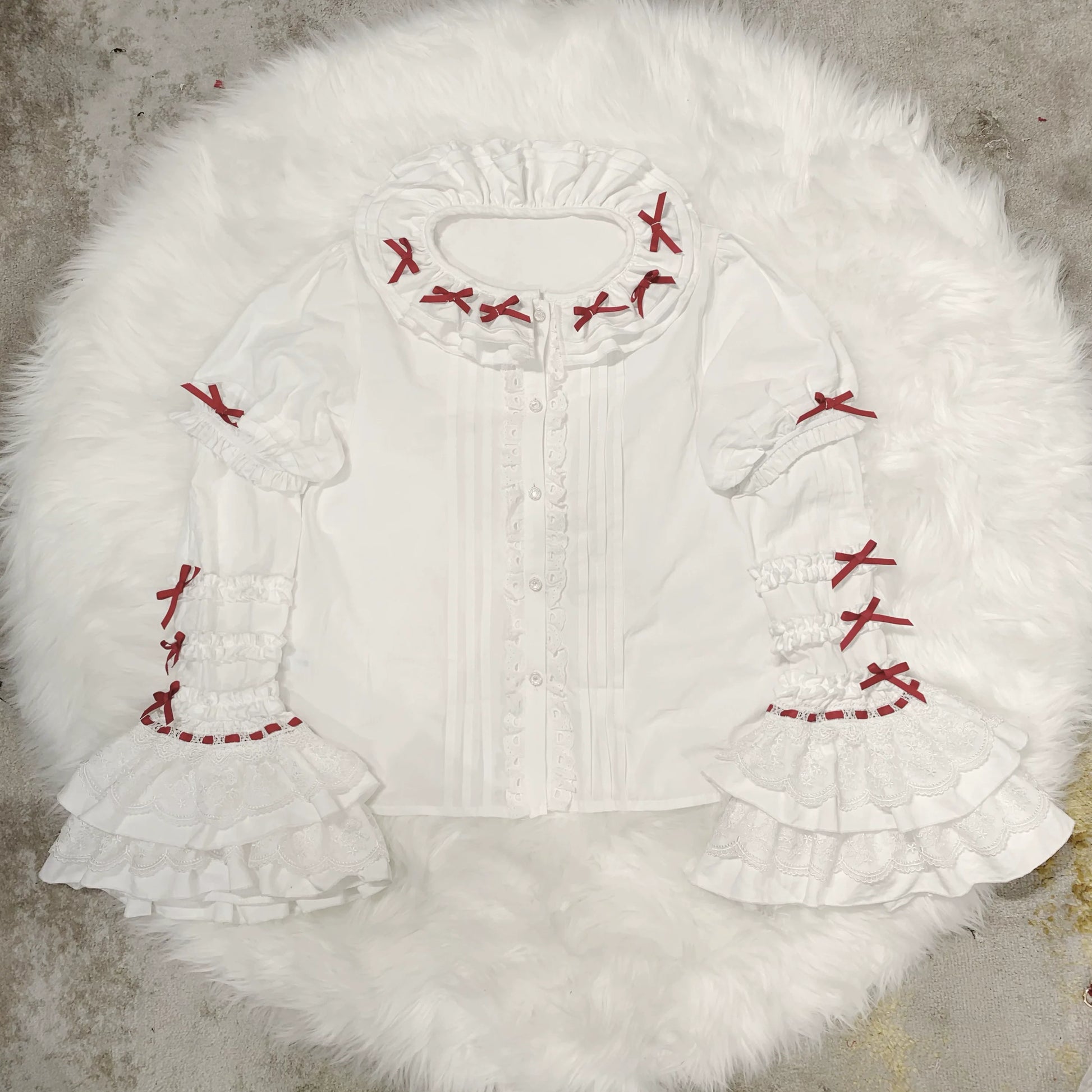 Chubby Cat Diary - Plus Size Sweet Lolita Shirt, Detachable Sleeves