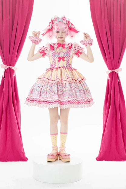 Letters from Unknown Star - Candy Park - Sweet Lolita Print Jumper Dress