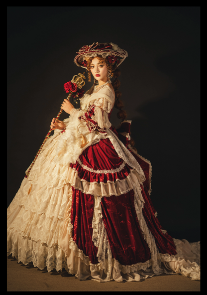 Guaji - Isabella - Wedding Lolita OP Bridal Dress with Tiered Petticoat and Trailing