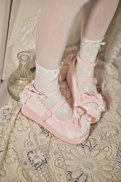 Jiujiu Lolita - Milky Puff - Sweet Lolita Heels Shoes, Round Toe With Petite Wedge