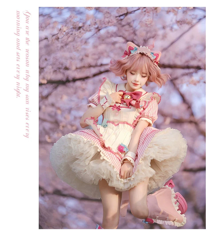 Sakurahime - Berry Bubble - Cute Lolita OP Dress Two Kawaii Styles