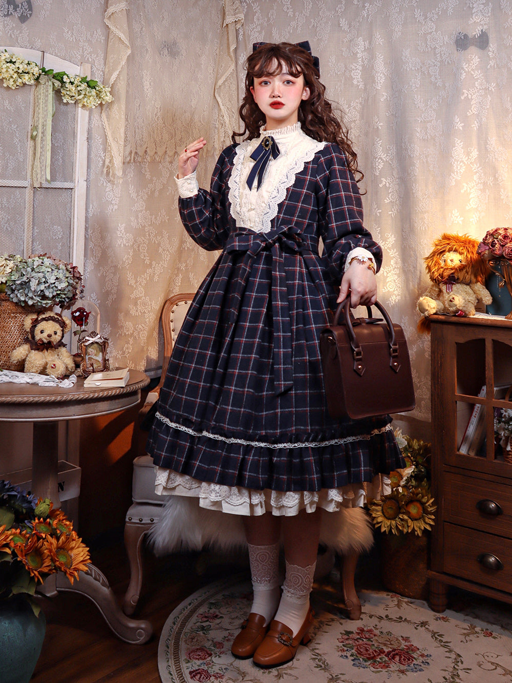 Miss Point - Rose Silhouette 3.0 - Plaid Vintage Classic Lolita OP