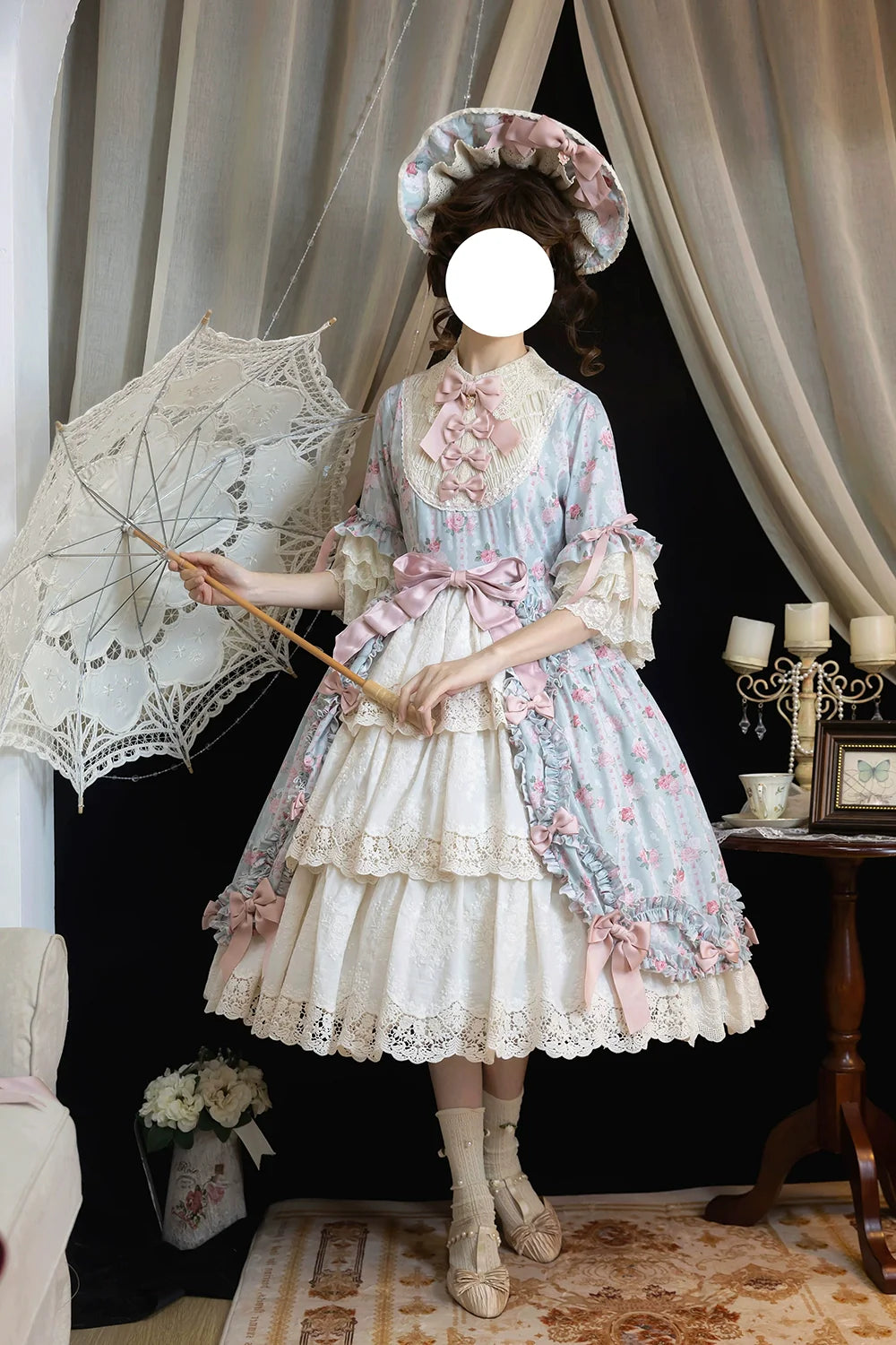 Miss Point - Lilyka Garden - Classic Lolita OP Dress Set Elegant Floral Wall Princess Sleeve