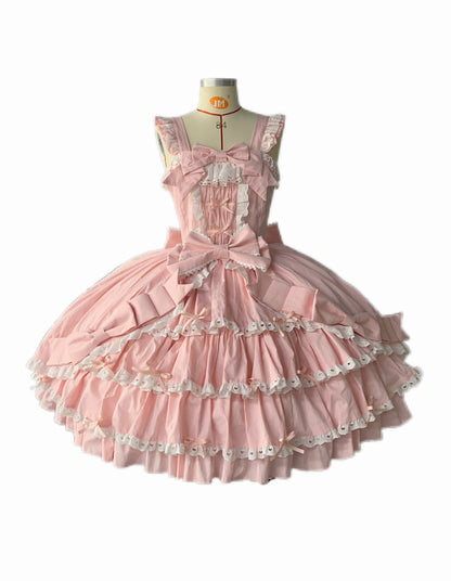 Chubby Cat Diary - Gryza - Plus Size Princess Lolita JSK, Cotton Tiered Ruffles
