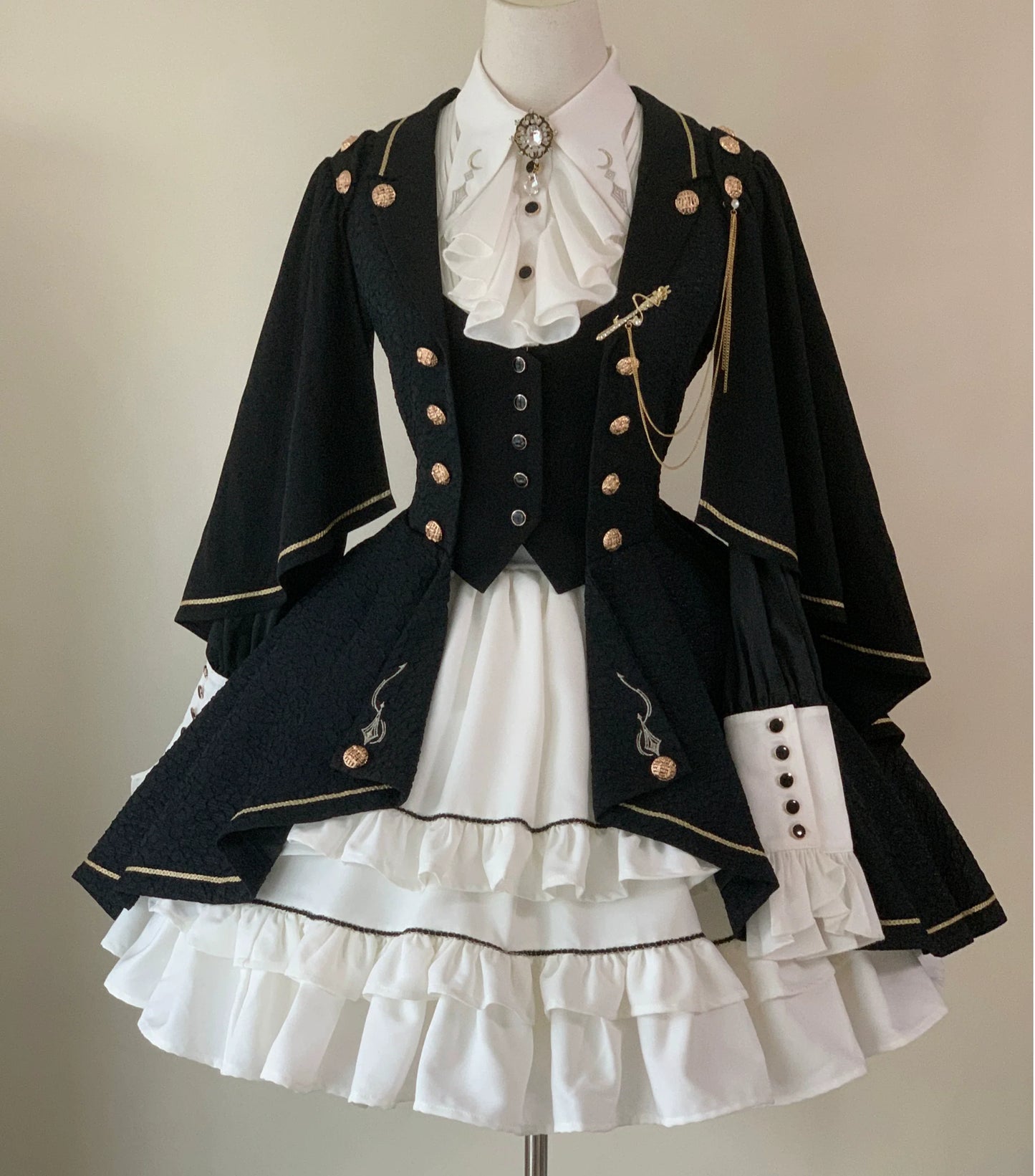 SilentMars - Fallen Moon Rule - Military Lolita Shirt Set Retro Knight Style Blouse