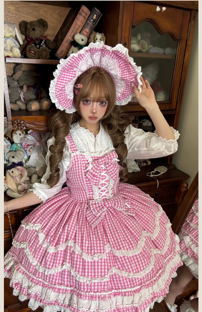 TaTaTa Lolita - Plaid Baileys - Old School Lolita Pink Plaid JSK