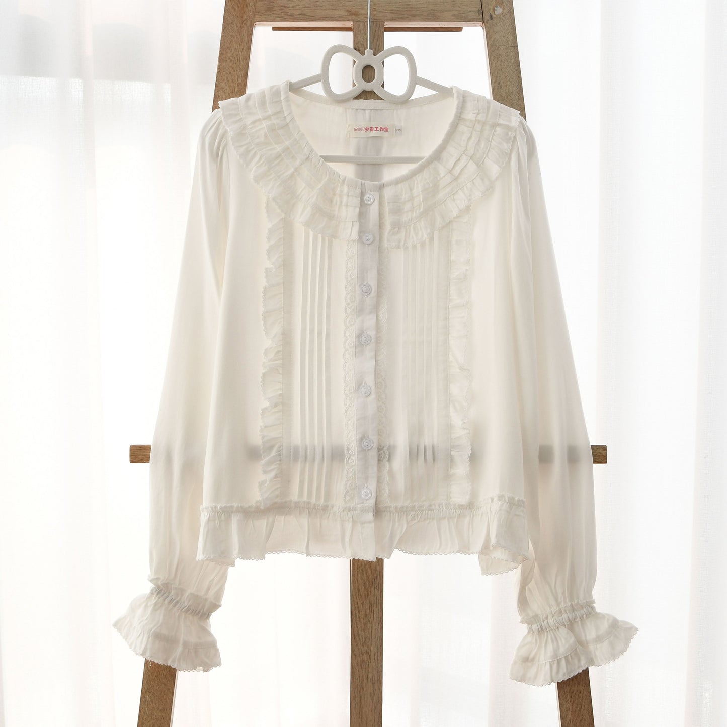 MIST - Wine Drunk Rose - Sweet Cotton Lolita Blouse with Ruffles and Pleats