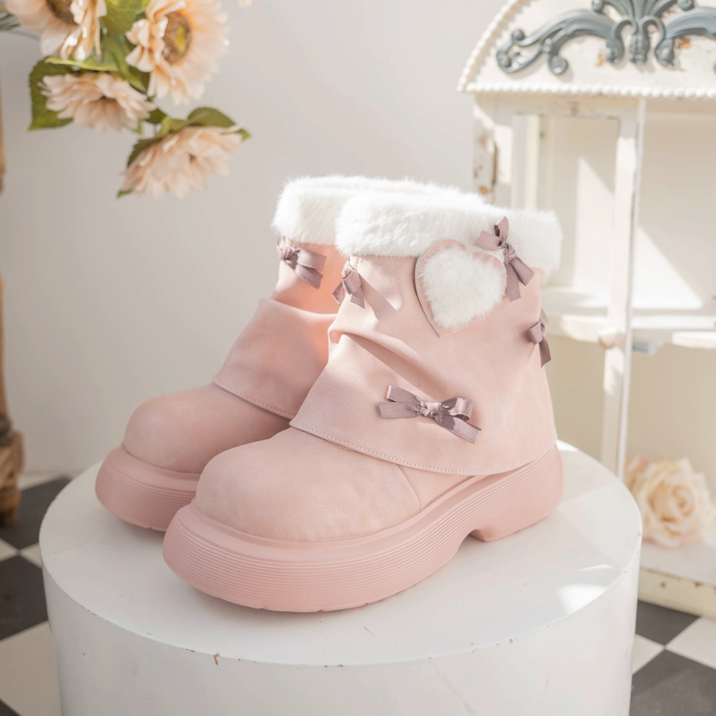 Dolly Doll - Ponyo - Winter Casual Lolita Boots Bow Thick Sole Shoes