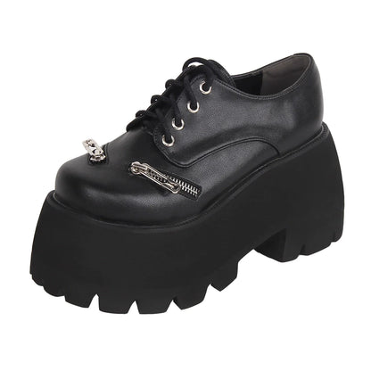 Angelic Imprint - Punk Lolita Round Toe Black Platform Shoes
