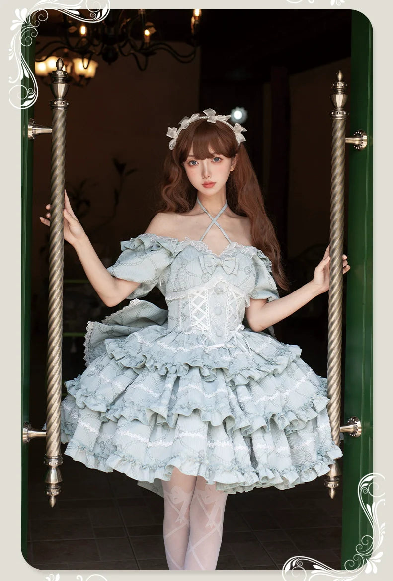 OCELOT - Puff Rose - Sweet Lolita OP Princess Bow Trailing Lolita Dress