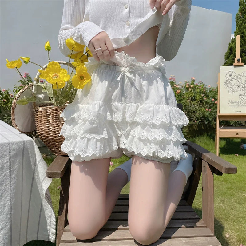 Sugar Girl - Cotton Lolita Bloomers Tiered Hem Cake Petticoat Shorts