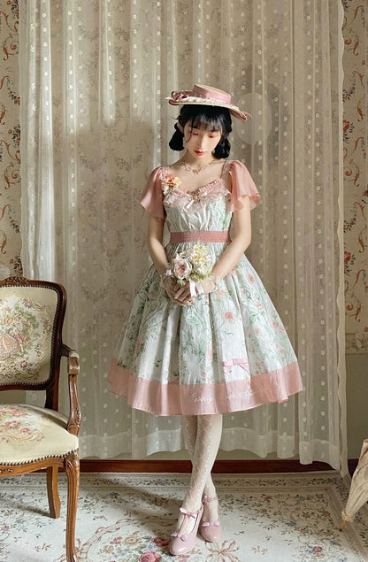 EESSILY - The Rose Dowry - Daily Cotton Lolita OP Dress V-neck Dress