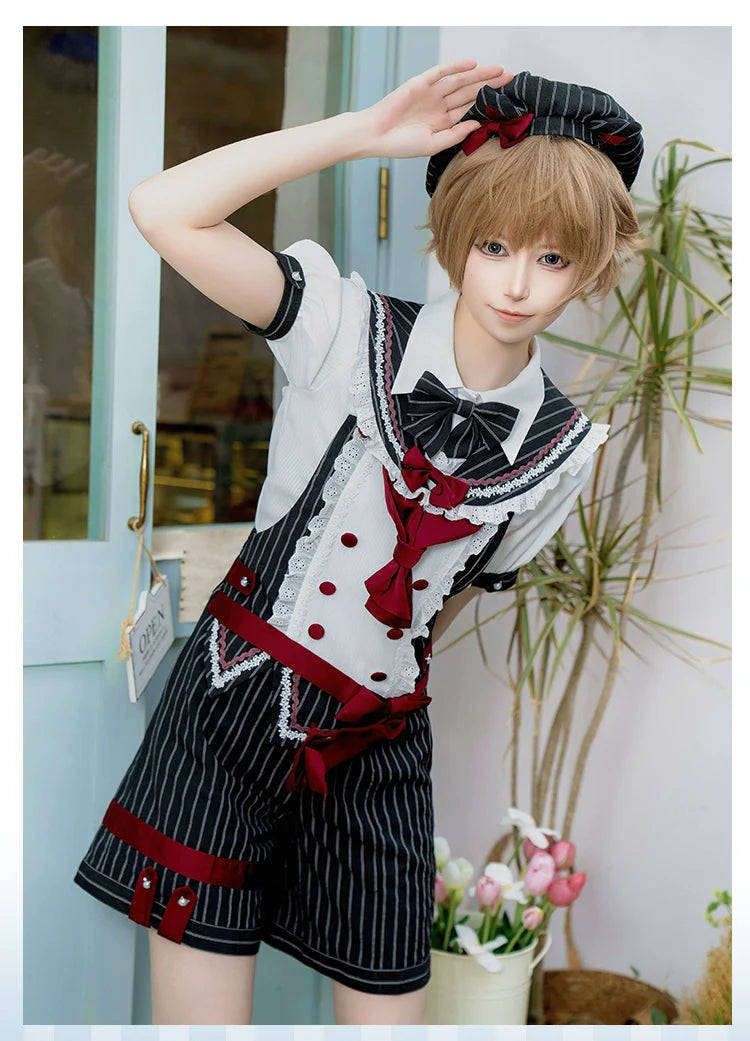 Forest Fluorescent Carps - Small Animal Team - Ouji Lolita Suit Male Lolita Shirt Shorts