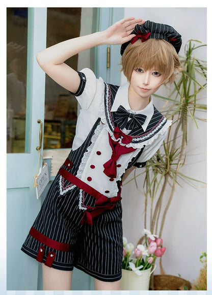 Forest Fluorescent Carps - Small Animal Team - Ouji Lolita Suit Male Lolita Shirt Shorts