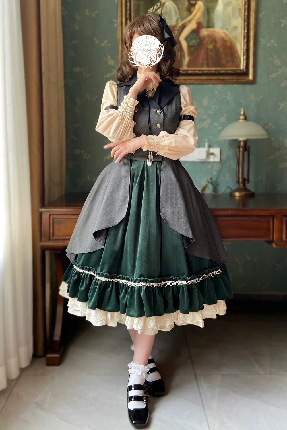 Miss Point - Rose Doll - Retro Lolita Vest Velvet Lolita Waistcoat