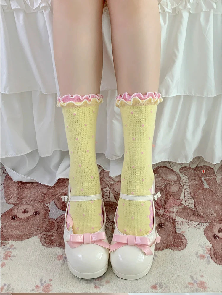 Roji Roji - Sweet Lolita Socks Cute Lolita Short Socks With Polka Dot