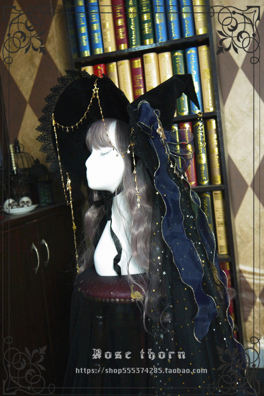 Rose Thorn - Twinkle Veil Lolita Halloween Witch Hat