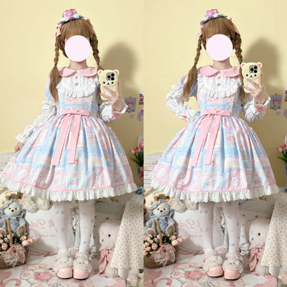 Hanguliang - Sweet Bunny Bear - Sweet Lolita Dress Long Sleeve Winter Lolita OP