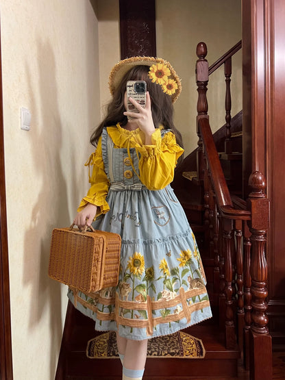 Polaris Lolita - Cat and Sunflower - Sweet Lolita JSK, Cat and Sunflower Print