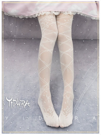 Glass Yarn Gothic Lolita Tights for Tropical Elegance